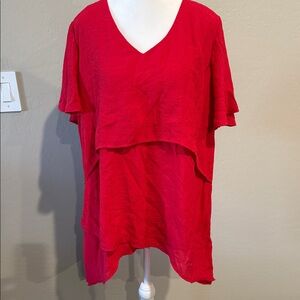 Avenue Vibrant Red Layered Blouse
